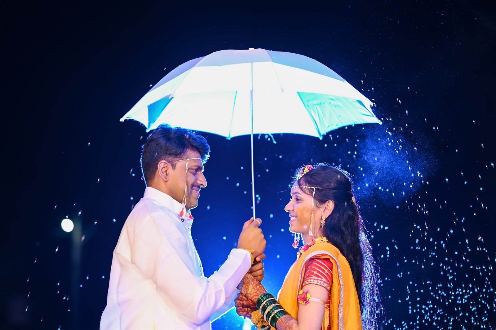 Haldi celebration at night