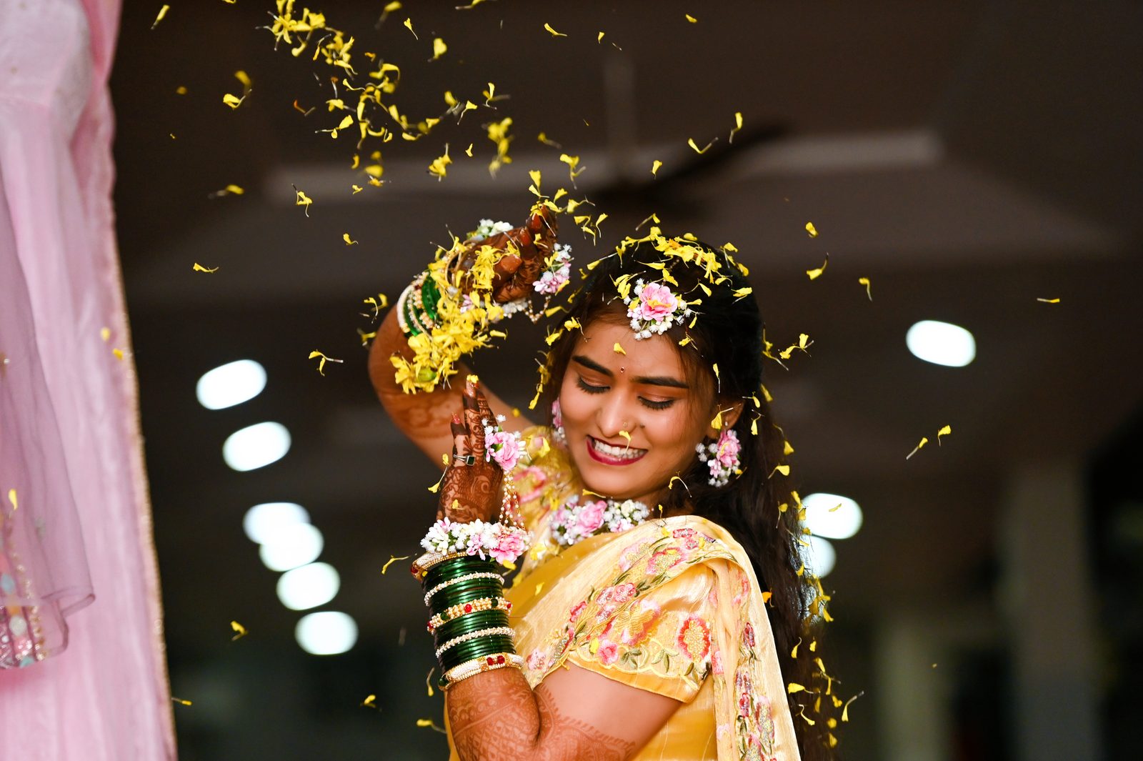 Petals falling during haldi